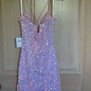 Windsor pink sequin homecoming dress